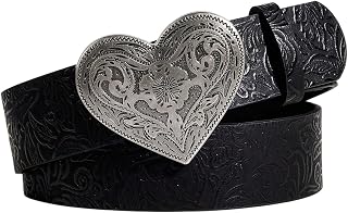 BEAUDRM Women's Retro Vintage Metal Buckle Belt Faux Leather Western Cowgirl Waist Belts