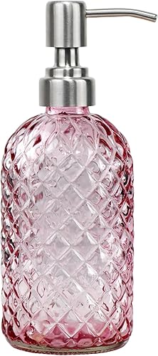 Dispensador de jabón de 16 onzas con bomba de acero inoxidable 304, dispensador de jabón de cocina, baño, dispensador de jabón de vidrio líquido