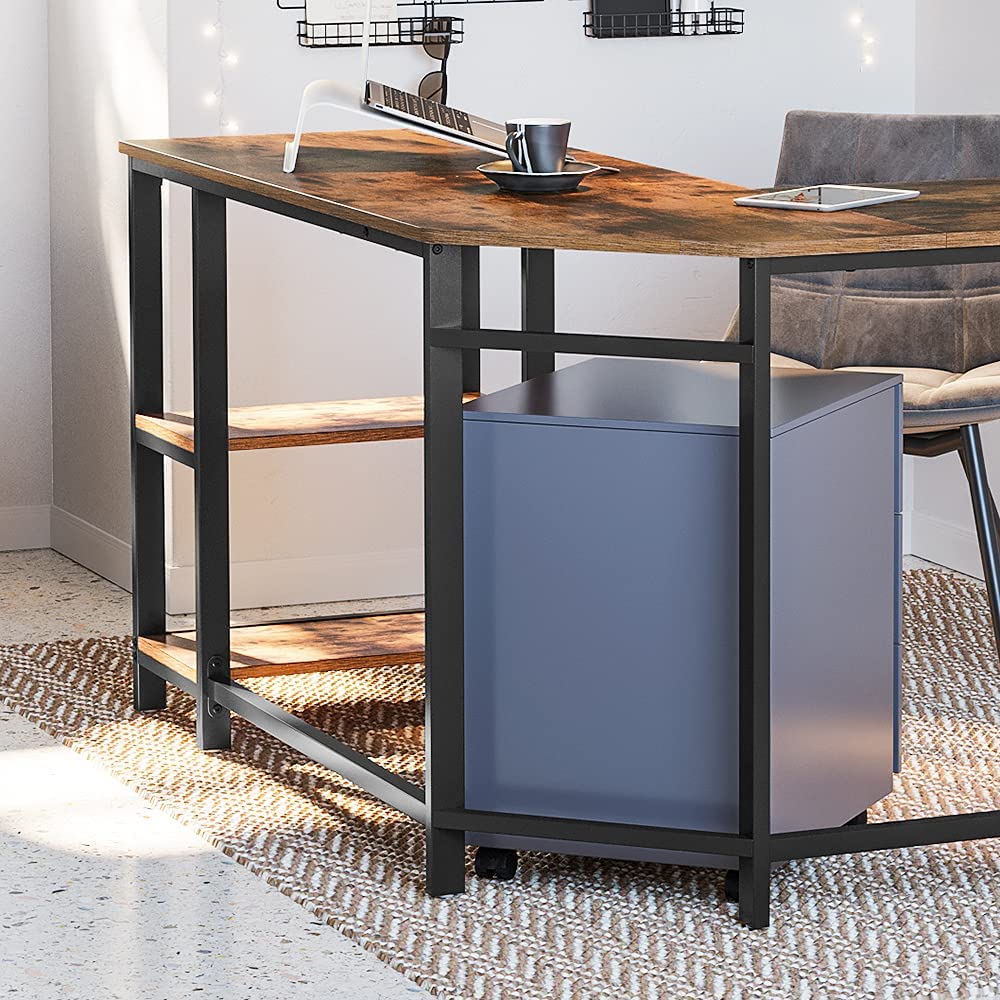 VASAGLE LWD72X Corner Desk Lshaped Computer Desk with Storage Shelf