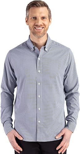Cutter & Buck Skyline Epic Confidence Recycled Gingham Mens Big & Tall Long Slee