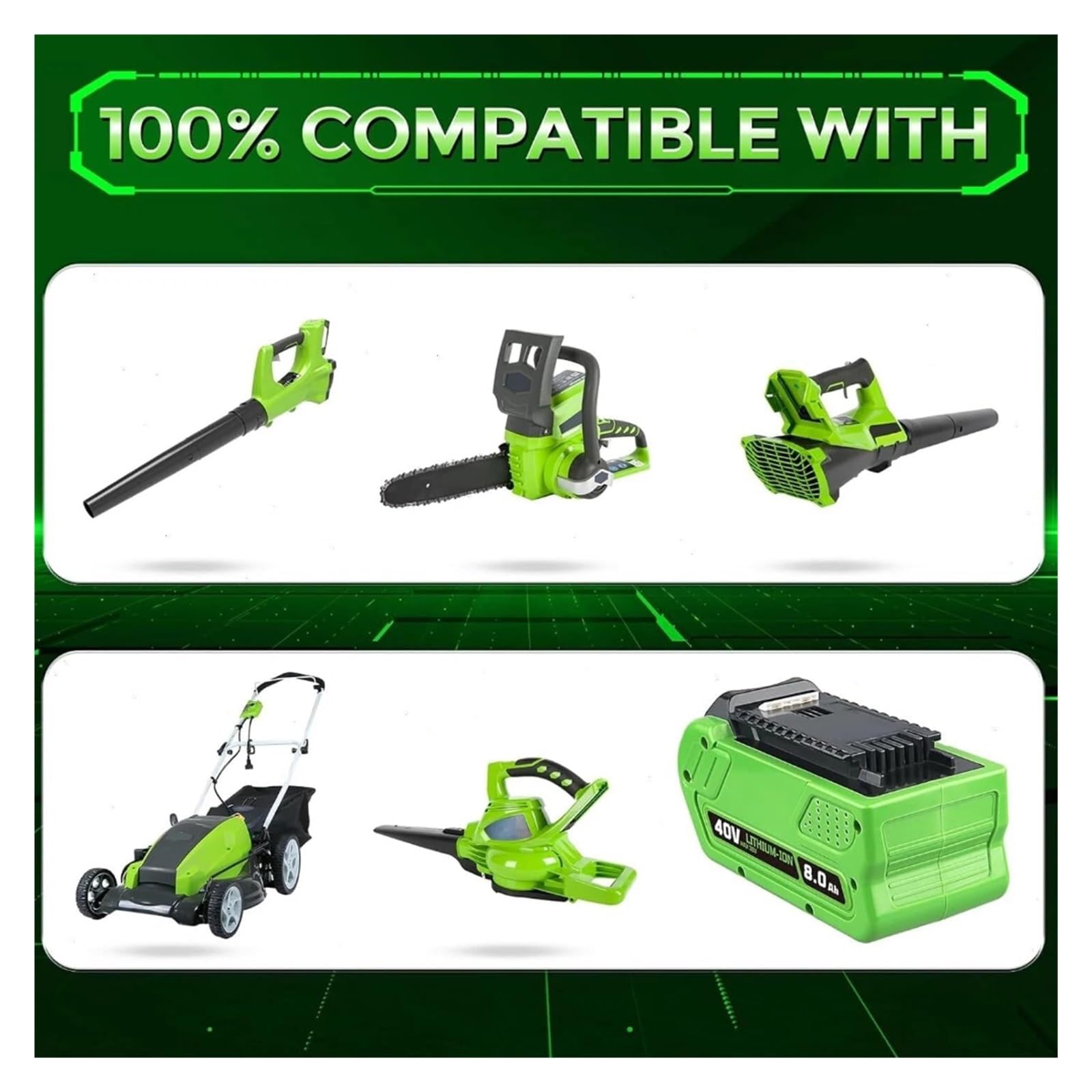 Batería de Repuesto de 8,0 Ah Compatible con Herramientas Greenworks G-MAX de 40 V (29472, 29462, 29252 y 20202) (batería de Iones de Litio de 40 V)