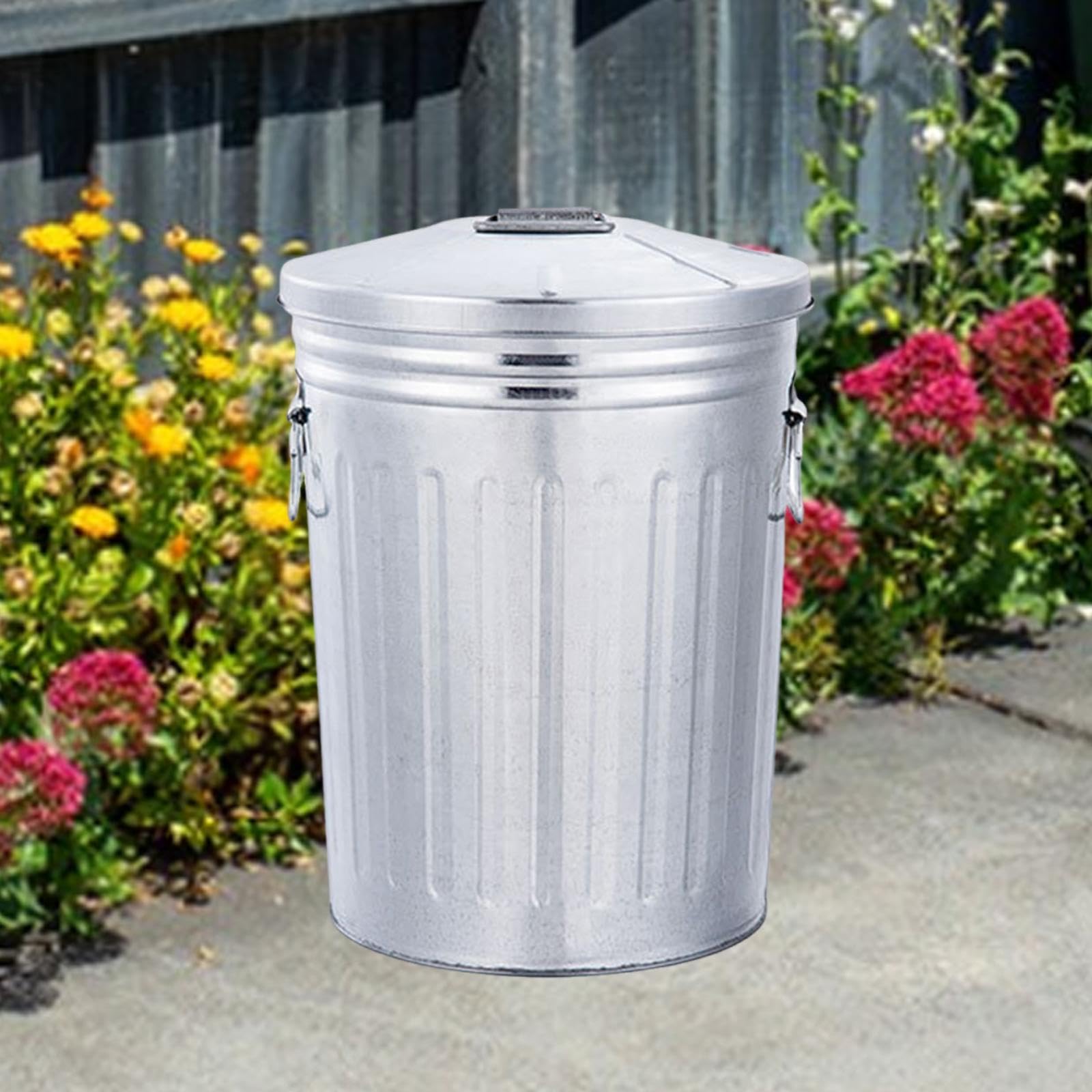 Cubo de Basura Metálico para Exteriores de 8 litros con Tapa Hermética, Contenedor de Compost, Resistente Y Rústico para Residuos.
