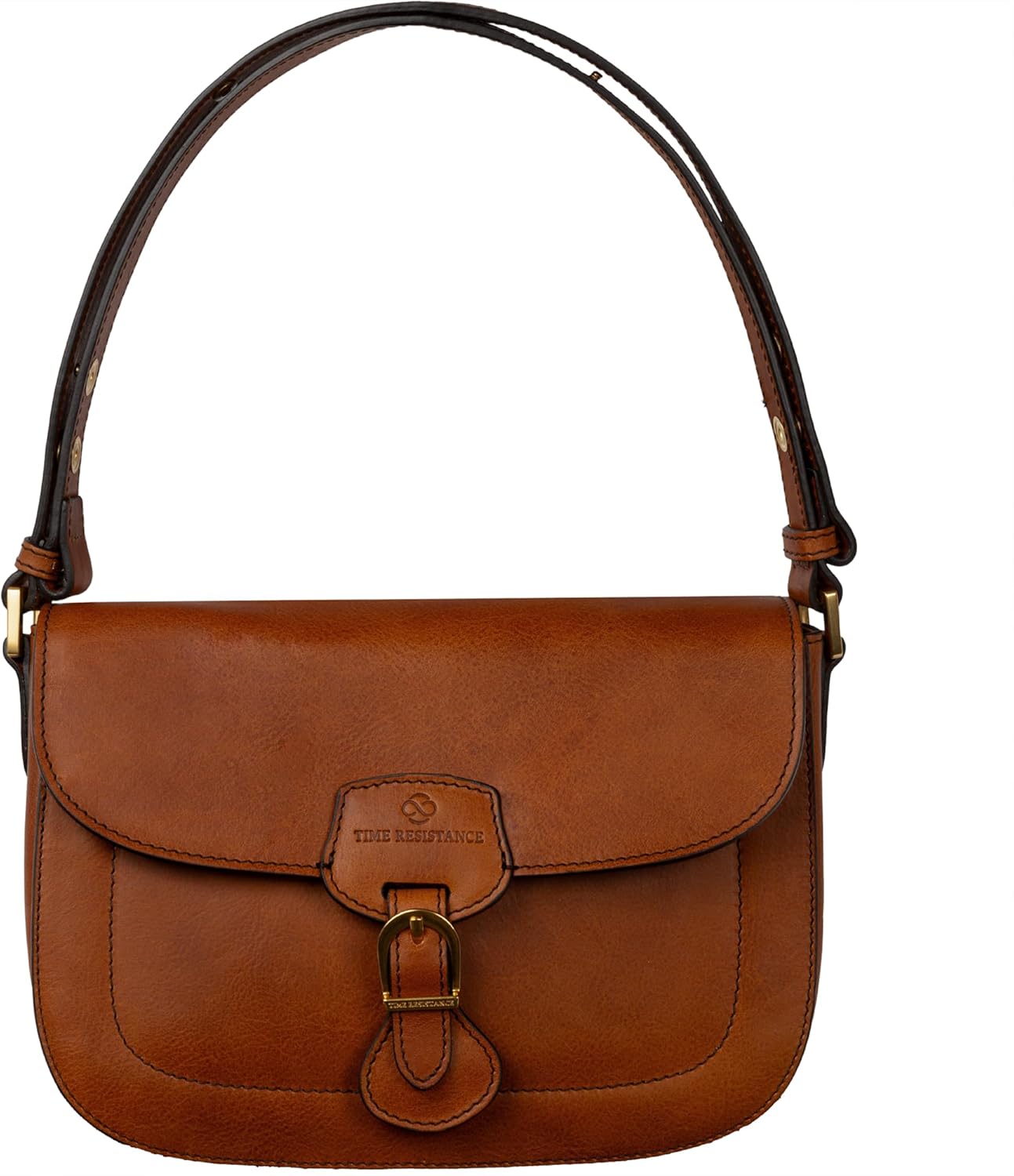 Time Resistance Leather Shoulder Bag – Saddle Bag with Magnetic Closure - Leather Handbag for Women