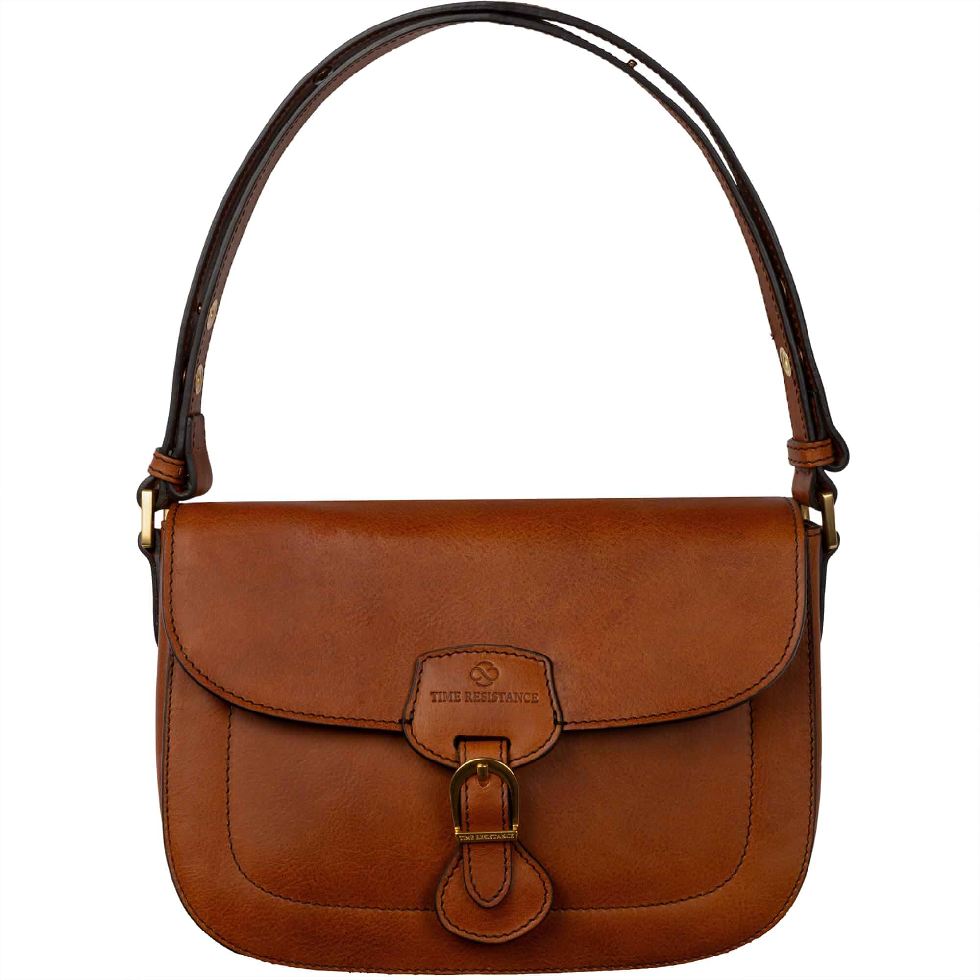 Time Resistance Leather Shoulder Bag – Saddle Bag with Magnetic Closure - Leather Handbag for Women