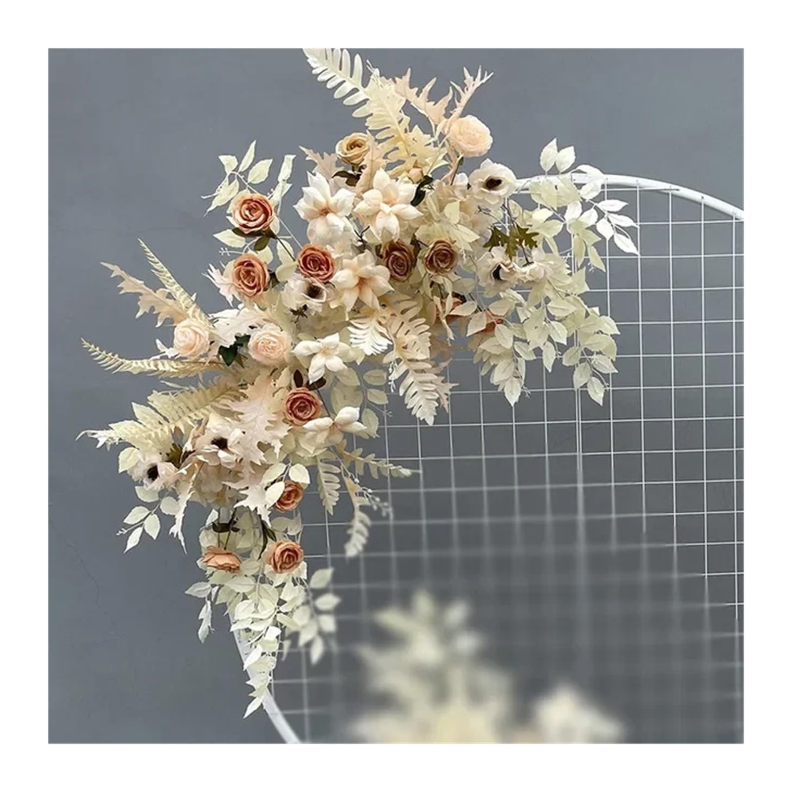 Flower Arch Wedding Flower Simulation Artificia Silk Flowers Arch Round Art Window Decoration Props T Stage Leaf Hanging(Color1 L)