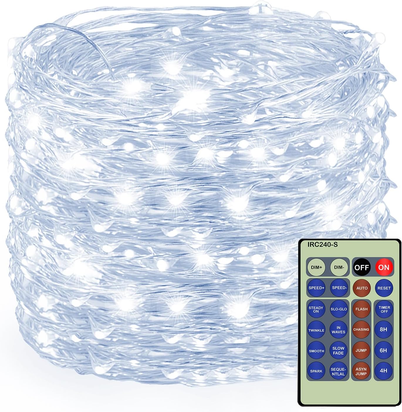 Decute 500LED 164ft Fairy String Lights Cool White Christmas Light Silver Wire w/Remote, Firefly Lights Starry Light for DIY Christmas Tree Costume Wedding Party Table Centerpiece Decor
