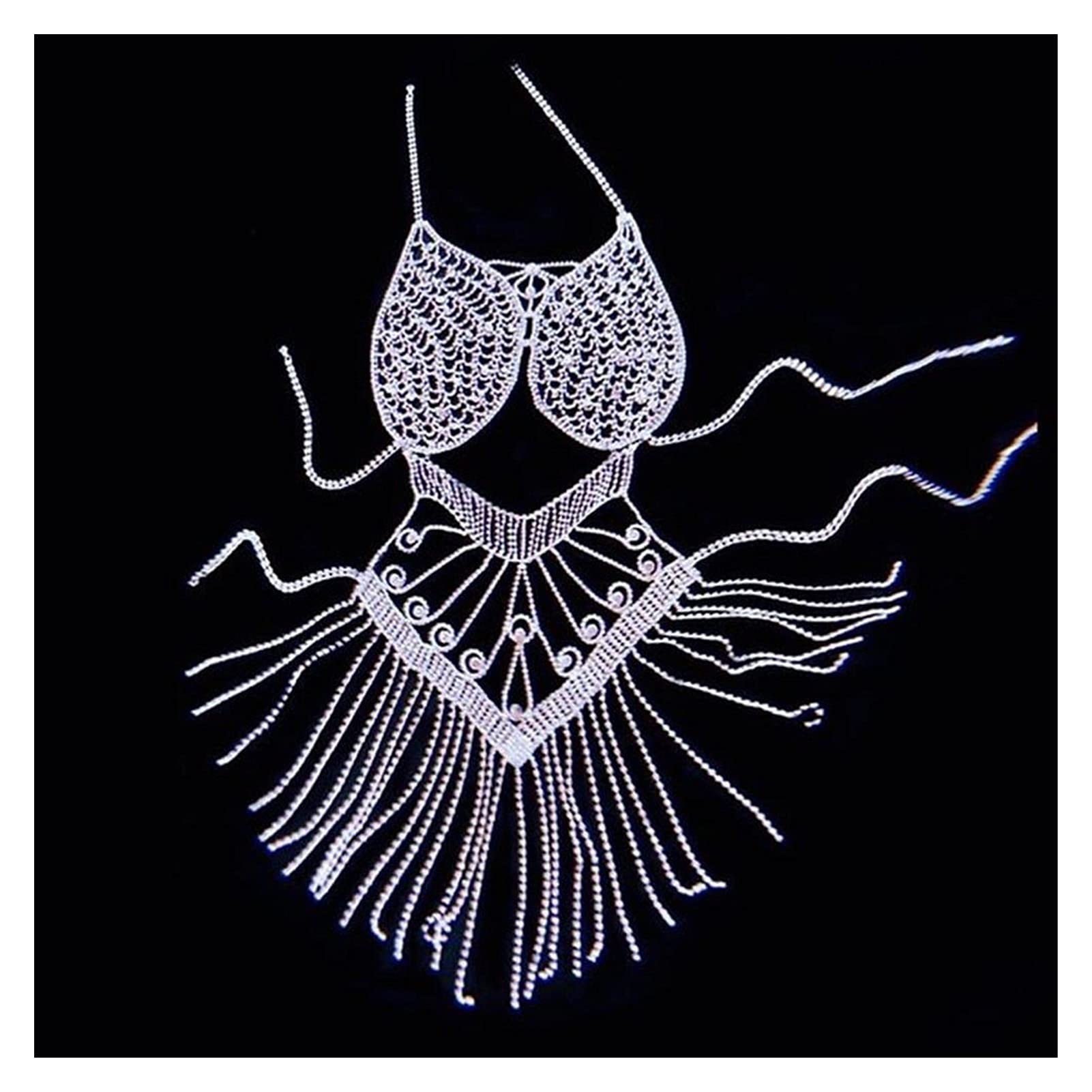 RWRAPS Strass Körperkette - Mehrschichtiger Brustschmuck Mit Kristallanhänger