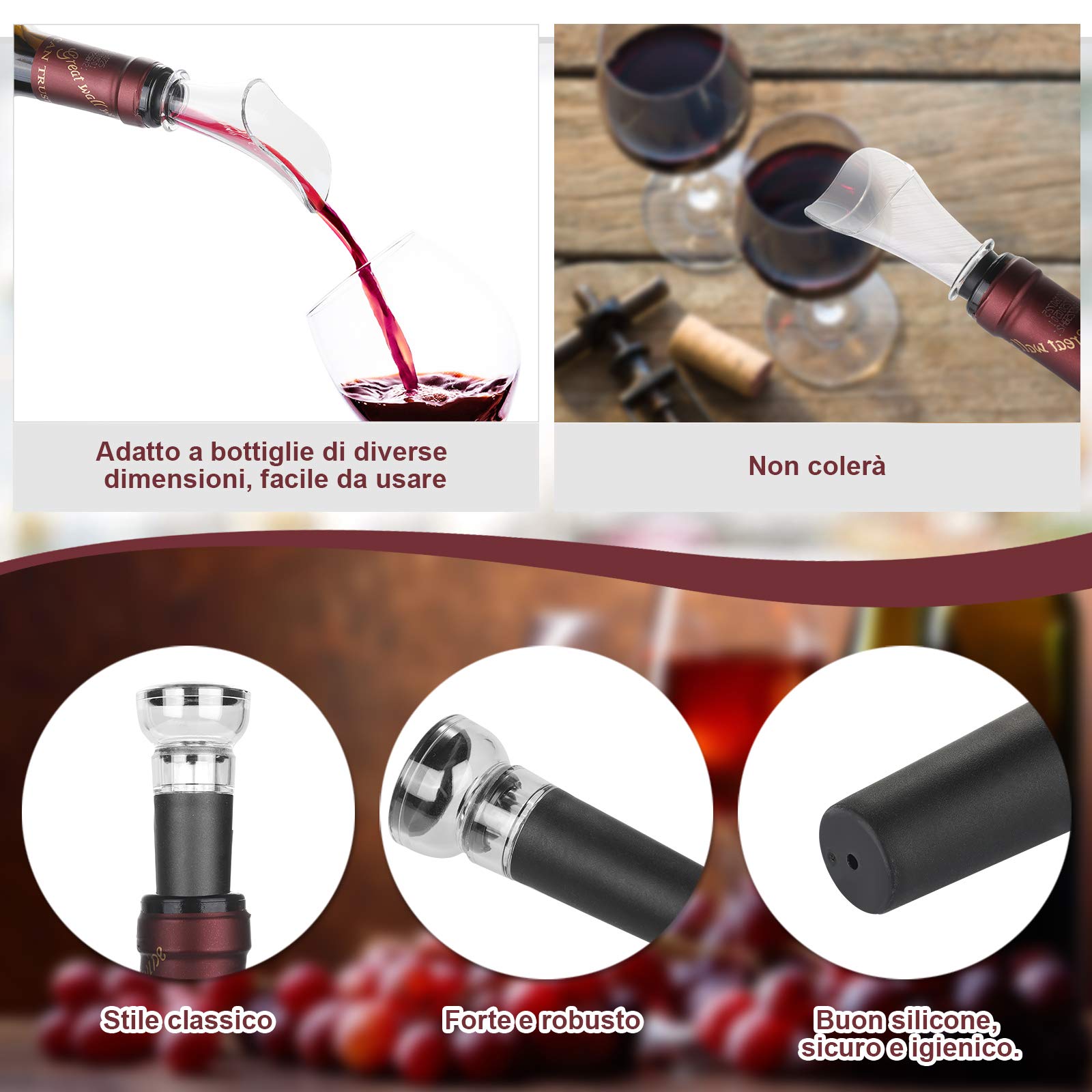 Anpro Cavatappi Elettrico Automatico Set con Versatore Vino, Taglierina, Tappo Sottovuoto