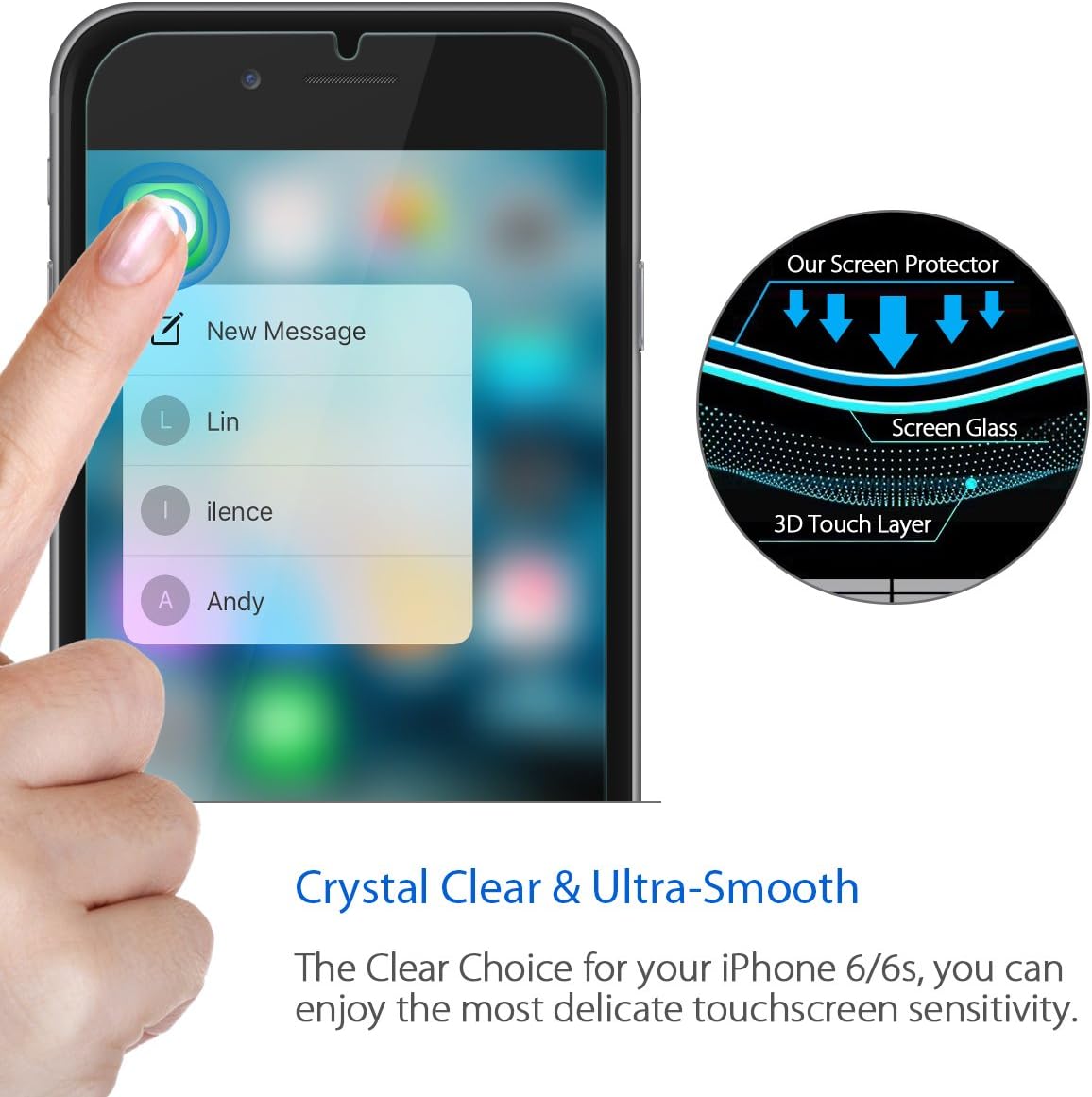 iPhone 6s 6 Protector, 1byone Ultra-Clear High Definition (HD) Glass Screen Protector for iPhone 6/6s with 9H Hardness and Easy Installation