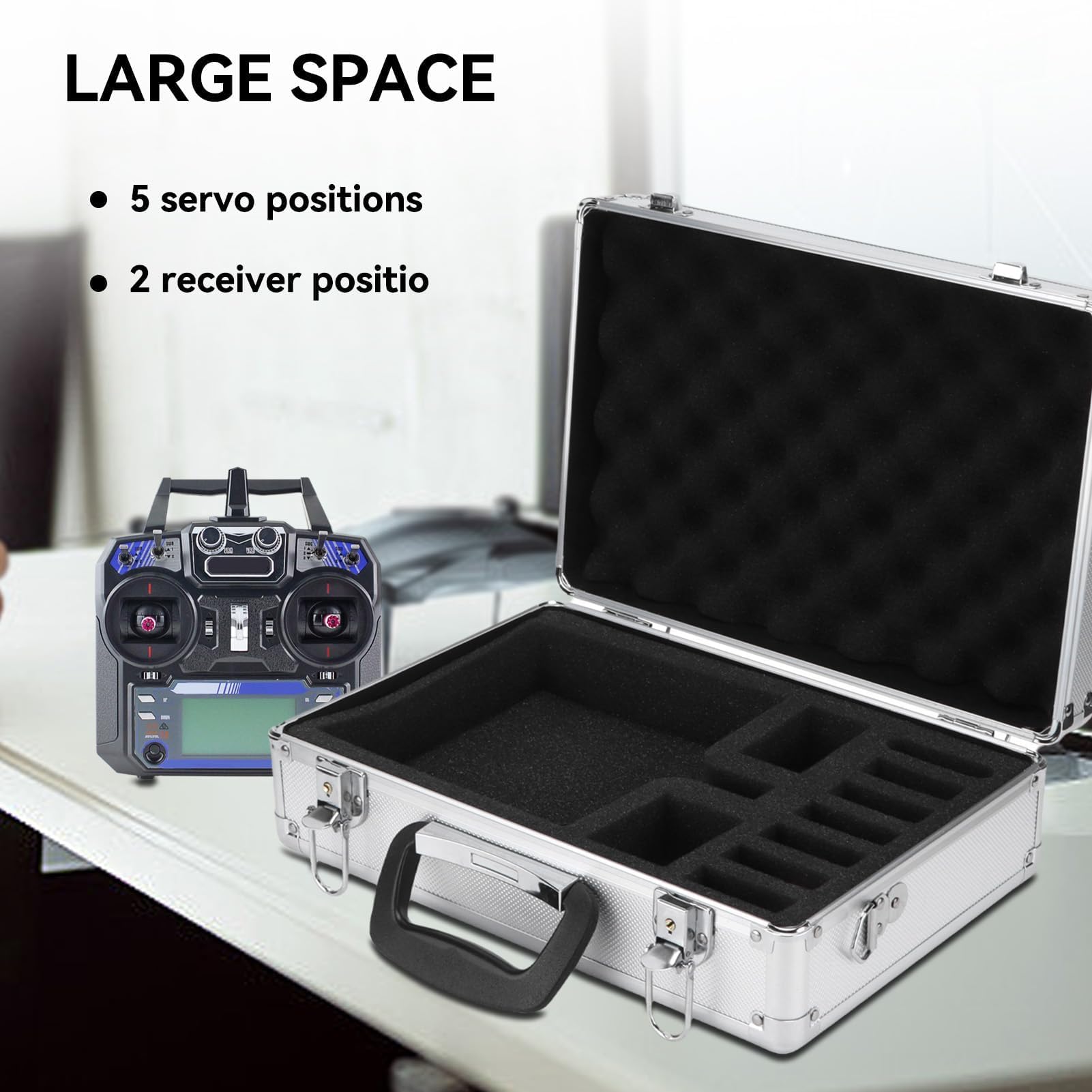 HERCHR Borsa da Trasporto per Controller RC, Custodia da Trasporto Universale per Aereo Modello 2.4G, Custodia per trasmettitore Telecomando per JR FUTABA Flysky