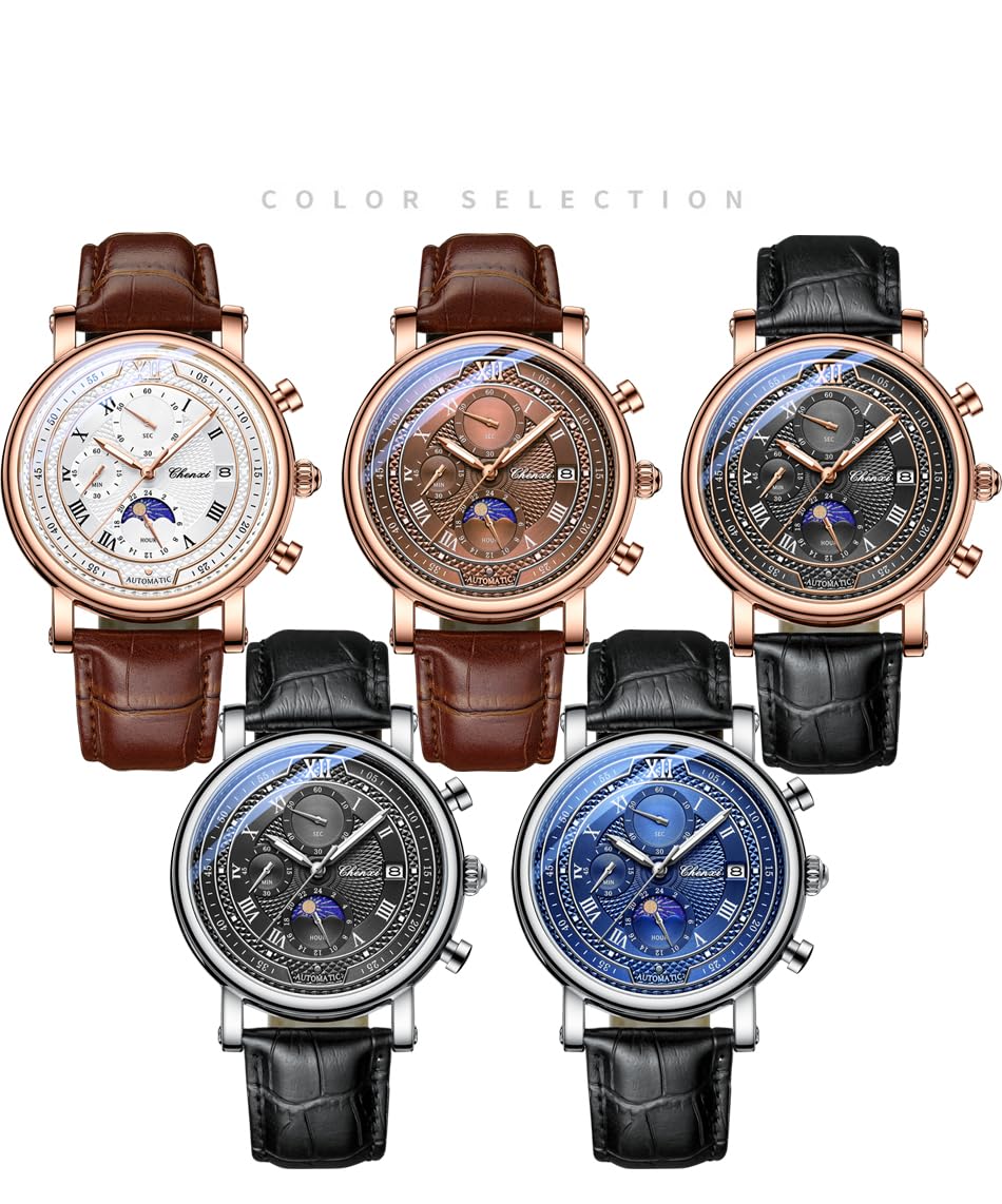 MASTOP Relojes de cuarzo para hombre, clásicos, de cuero, impermeables, con calendario, analógico, casual, relojes de pulsera