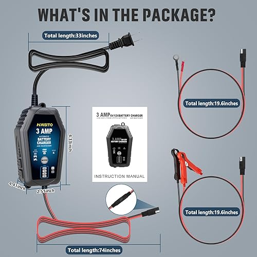 Miniatura 8 de Cargador de batería de plomo Lifepo4 de litio de 6 V y 12 V, mantenedor de cargador de batería completamente automático inteligente de 3 amperios,