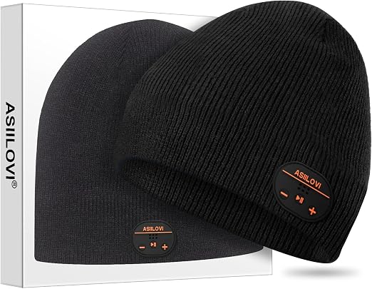 ASIILOVI Bonnet tricoté sans fil Bluetooth V5.0 avec écouteurs stéréo et micro intégrés