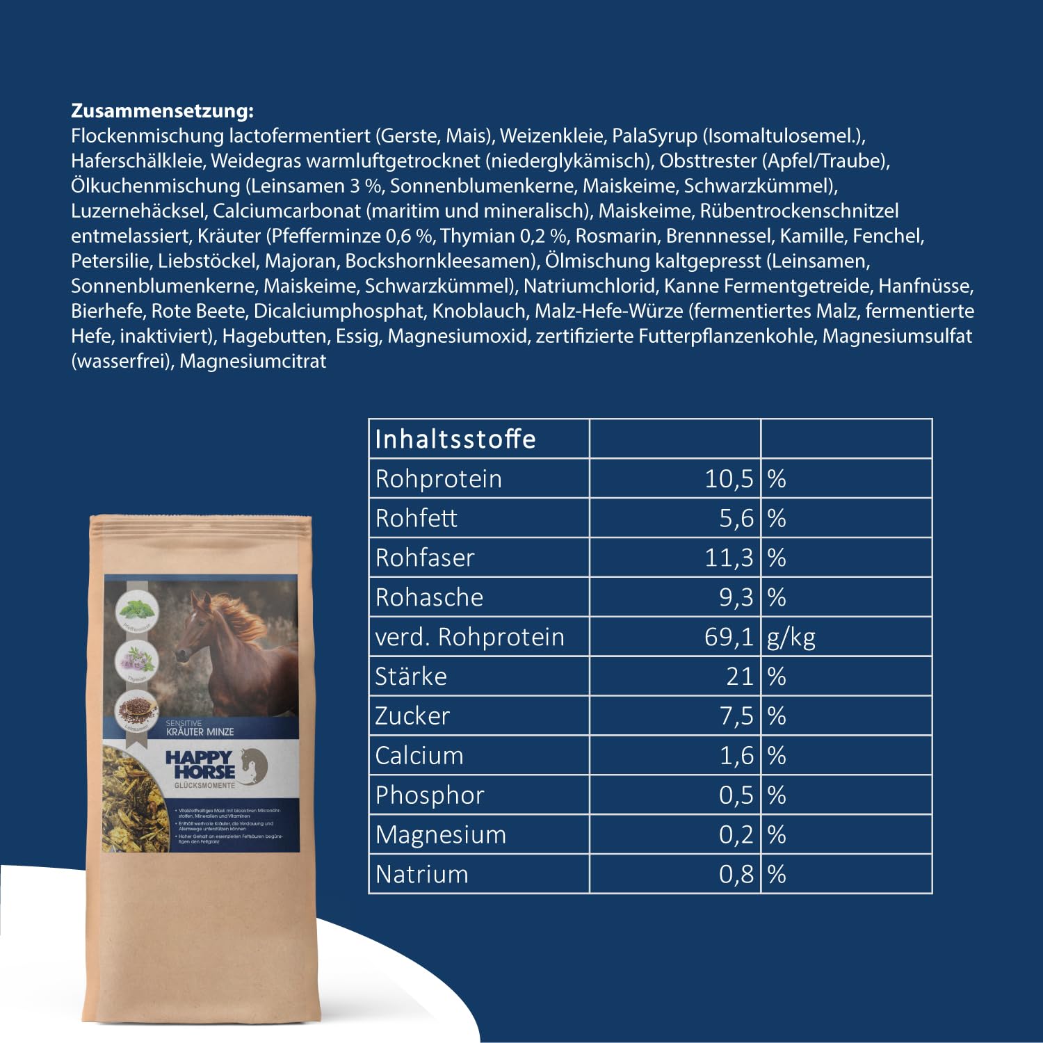 HAPPY HORSE Sensitive Kräuter Minze 2 x 14 kg – Pferdefutter zur Unterstützung der Atemwege - Mit Fenchel, Kamille und Rosmarin - Mineralstoffreiches Ergänzungsfutter für Sport- & Freizeitpferde