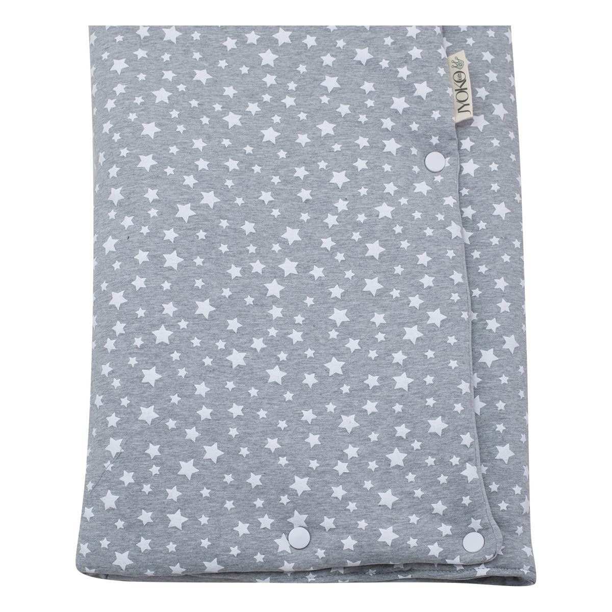 JYOKO Kids Saco Capazo para Bebé de Algodón Orgánico Extra Suave – Antialérgico, Protección Óptima contra el Viento y Frío – Ideal para Piel Sensible, Recién Nacidos y Bebés (White Star, Algodon)