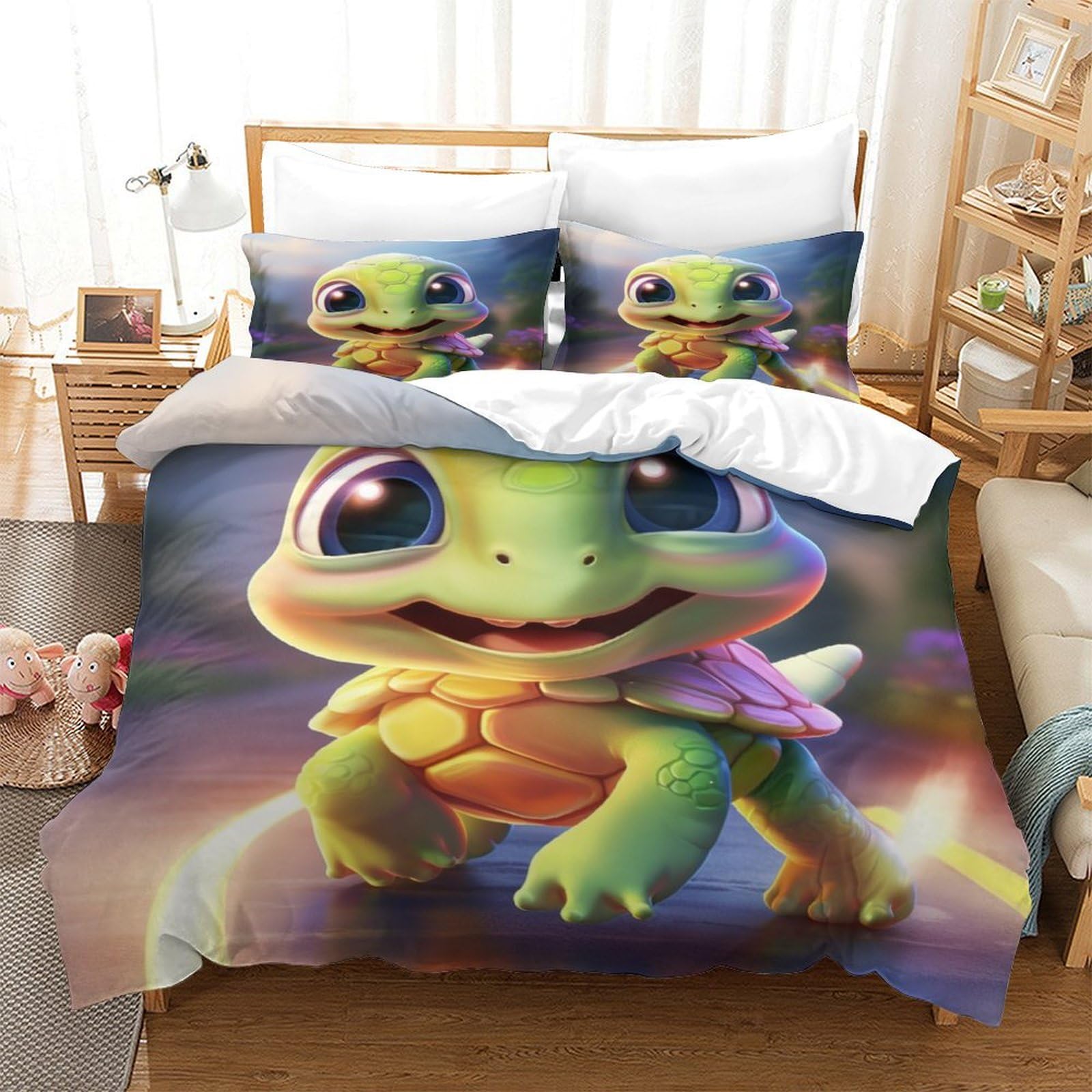 Housse de couette 3D zippée facile d'entretien pour lit ado