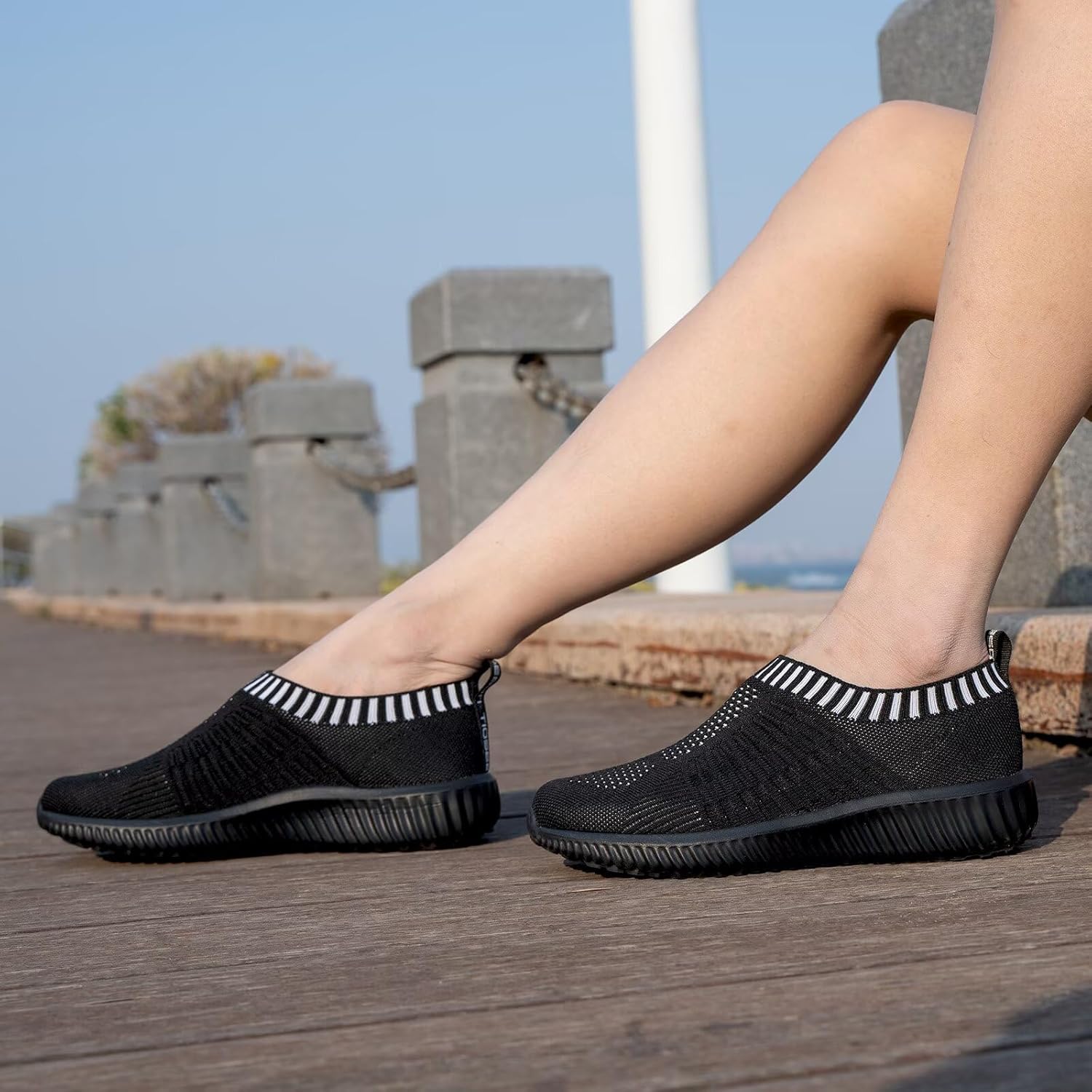 konhill Women's Lightweight Walking Shoes Breathable Slip On Tennis Sneakers Casual Mesh Workout Athletic - Image 2