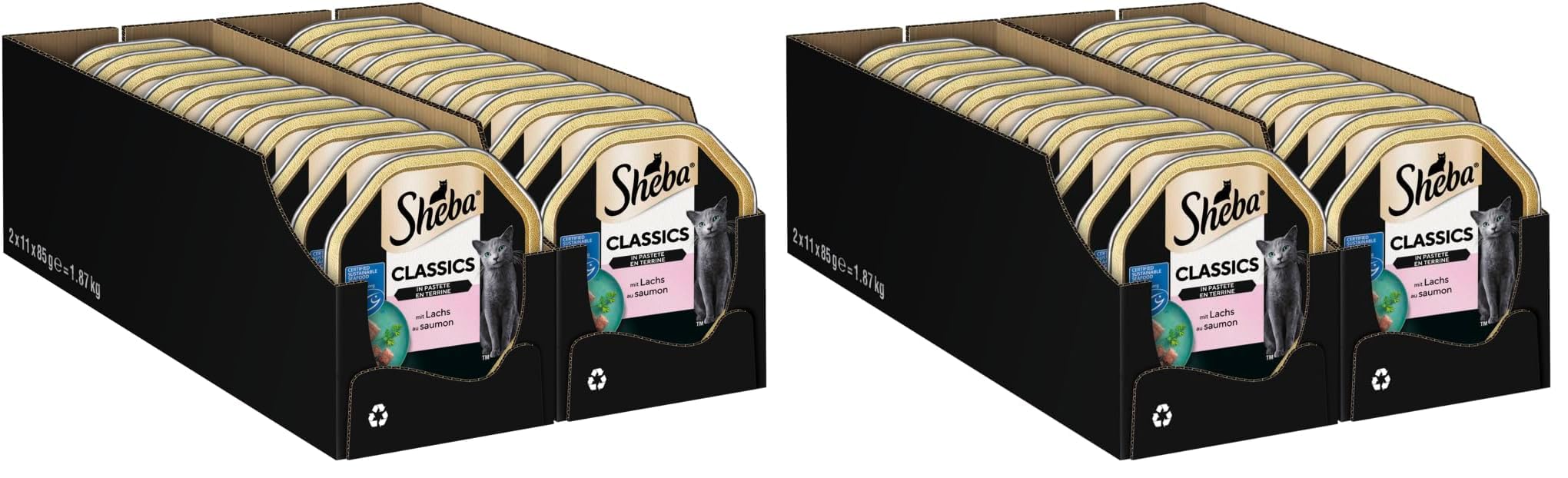 Sheba Chat Doublure de Nourriture Classics, 22 Bols (2X 11 x 85 g) (Lot de 2)