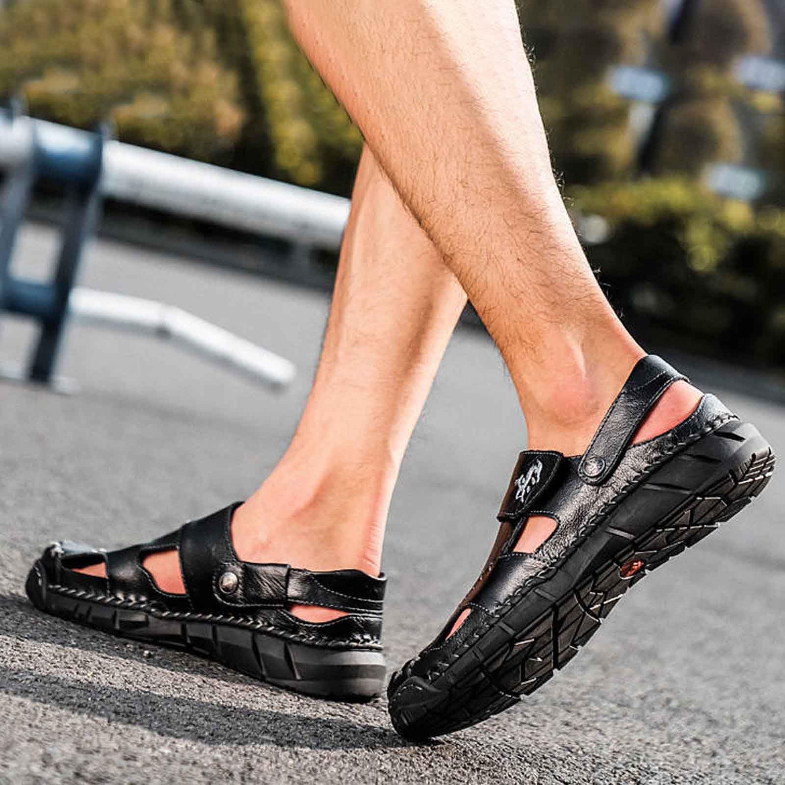 Genérico Sandalias Hombre Cerradas,Sandalias Transpirables Sin Cordones Para Hombre Para Caminar De Forma Informal En La Playa CóModas Ligeras Y Planas Calzado De Verano Para Exteriores