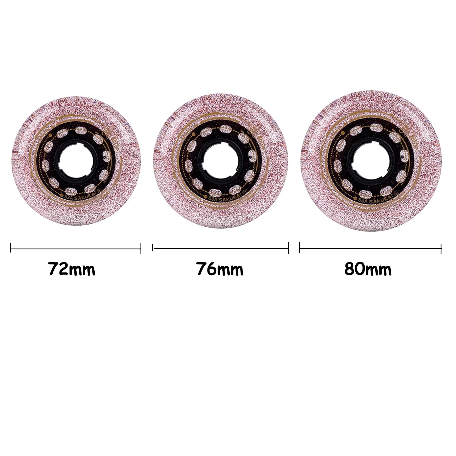Remplacement des Roues Patins, lot 4 Roues Patins à Roues alignées 72 mm/76 mm/80 mm 83A, Roues Patins à roulettes d'intérieur/extérieur, Roues Patinage à roulettes, Roues d'entraînement