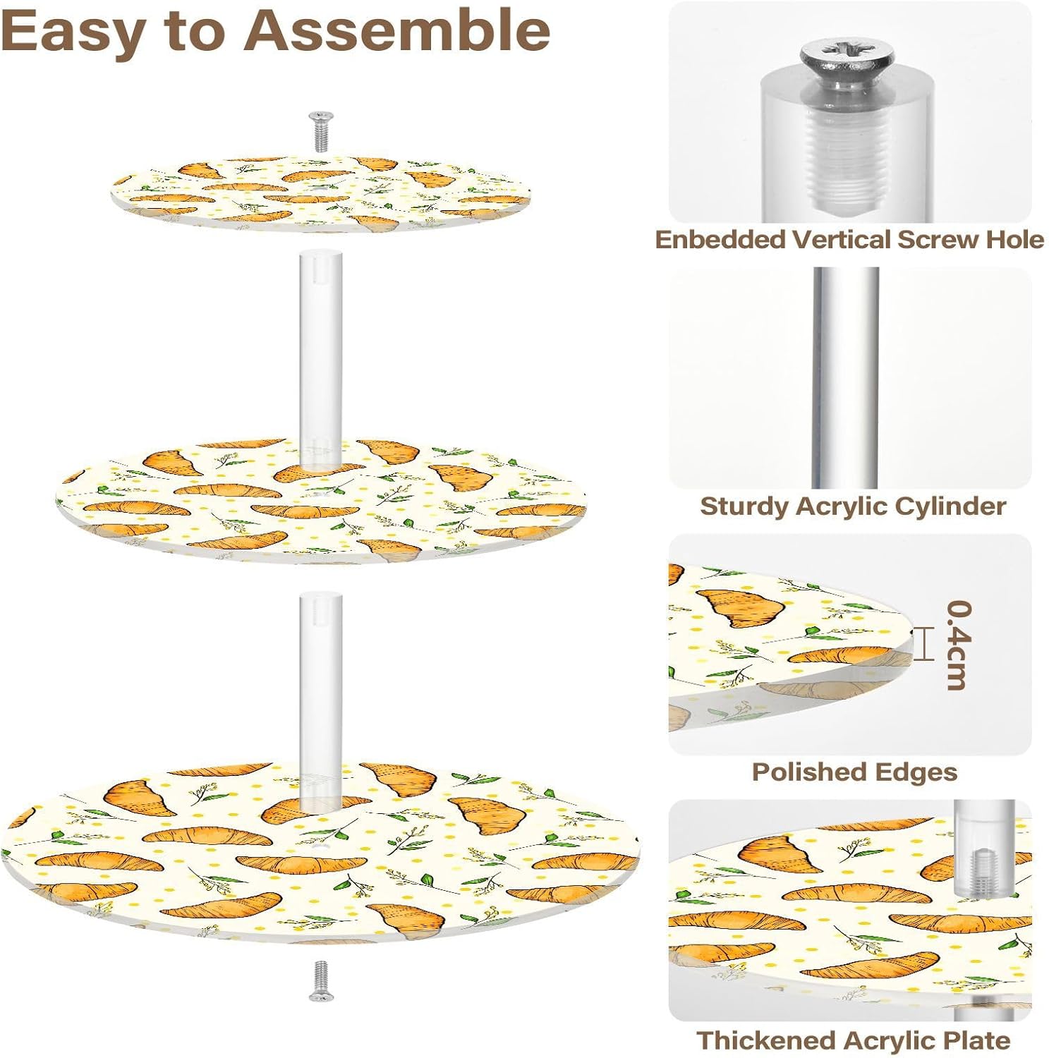 Bread Leaves 3 Tier Acrylic Cupcake Stand, Cupcake Stand for 34 Cupcakes for Weddings, Christmas,Holidays,Parties,Birthday,Printed Cupcake Tower 23300262