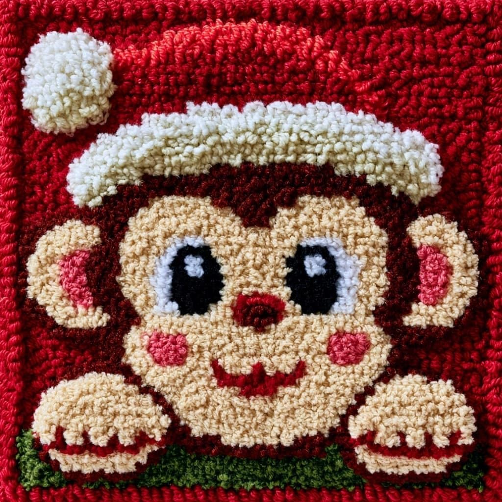 AxiangziK Latch Hook Cushion Kit,Monkey DIY Throw Pillow Cover 43X43Cm