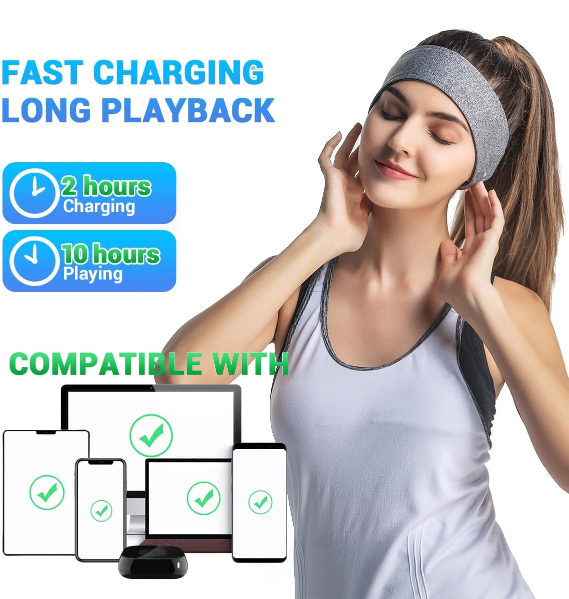 Bluetooth Hoofdband Draadloze Muziek Oortelefoon Slaap Earbud HD Stereo