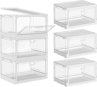 SNSLXH Clear Storage Bins with Lids, Stackable Storage Bins with Magneti...
