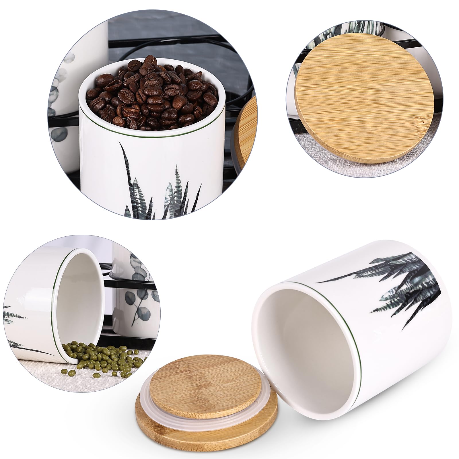 XYQXYQ Ceramic Canister Set for Kitchen Countertop, A Set of 3 Kitchen Canisters with Tiered Shelf - Image 3
