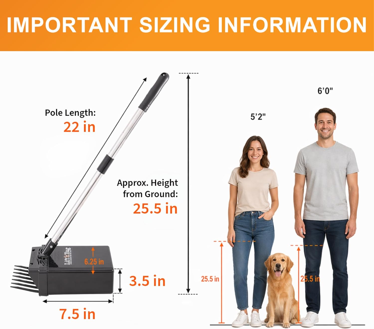 Neater Pet Brands Lift N’ Bag 2.0 Dog Pooper Scooper with Bag Attachment & 22" Pole for Small to Large Dogs, New & Improved Design, 15 Refill Bags, Heavy Duty Dog Poop Scooper for Yard, One-Hand Use