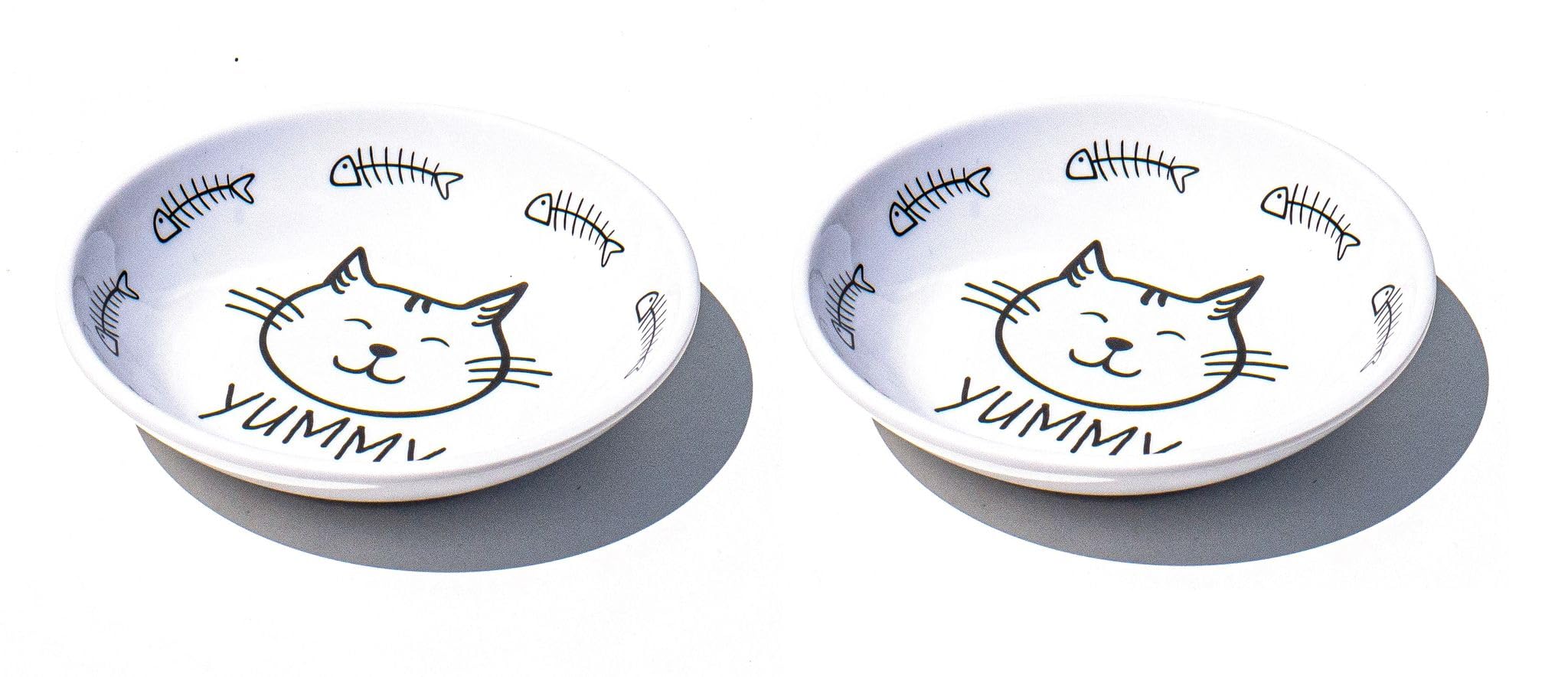 Abode Homewares Black and White Yummy Pet Saucer, 0.75 Cup, Set of 2