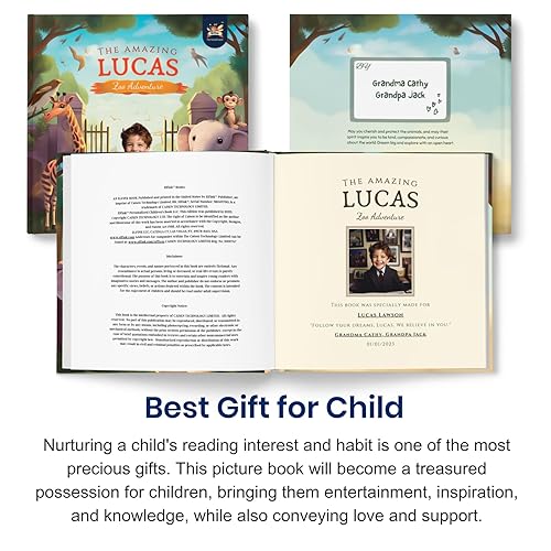 Miniatura 5 de Libro de cuentos personalizado para niños, increíble aventura en el zoológico, nombre y foto personalizados, regalos para bebés, historia atractiva