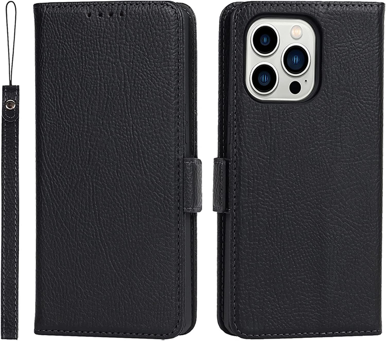 Étui pour iPhone 13 en cuir véritable noir, une housse élégante et antichoc - 6