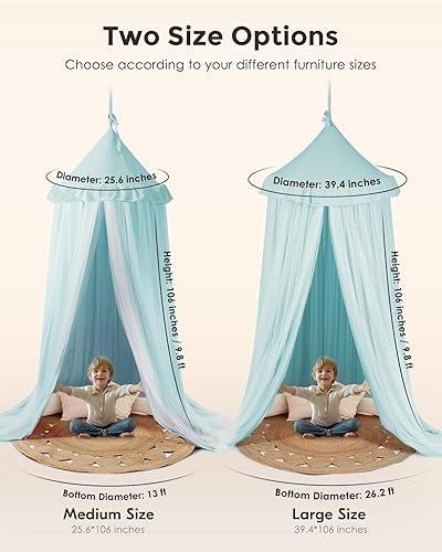 Vista 20 de Toldo de cama grande con luces de estrellas, toldo de doble capa para cama, tienda de campaña de princesa para habitación de niñas, toldo