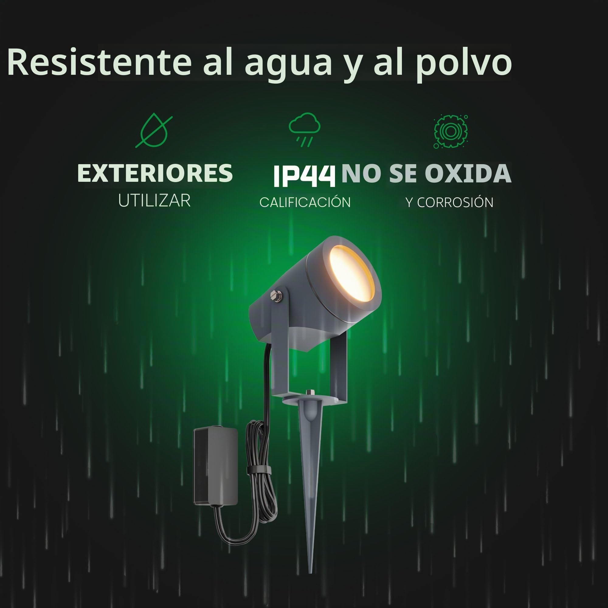 Ledvion Foco de Jardín LED IP44 GU10 1W 6 unidades piqueta sin bombilla | Para jardin terraza entrada caminos parterres e iluminacion exterior decorativa