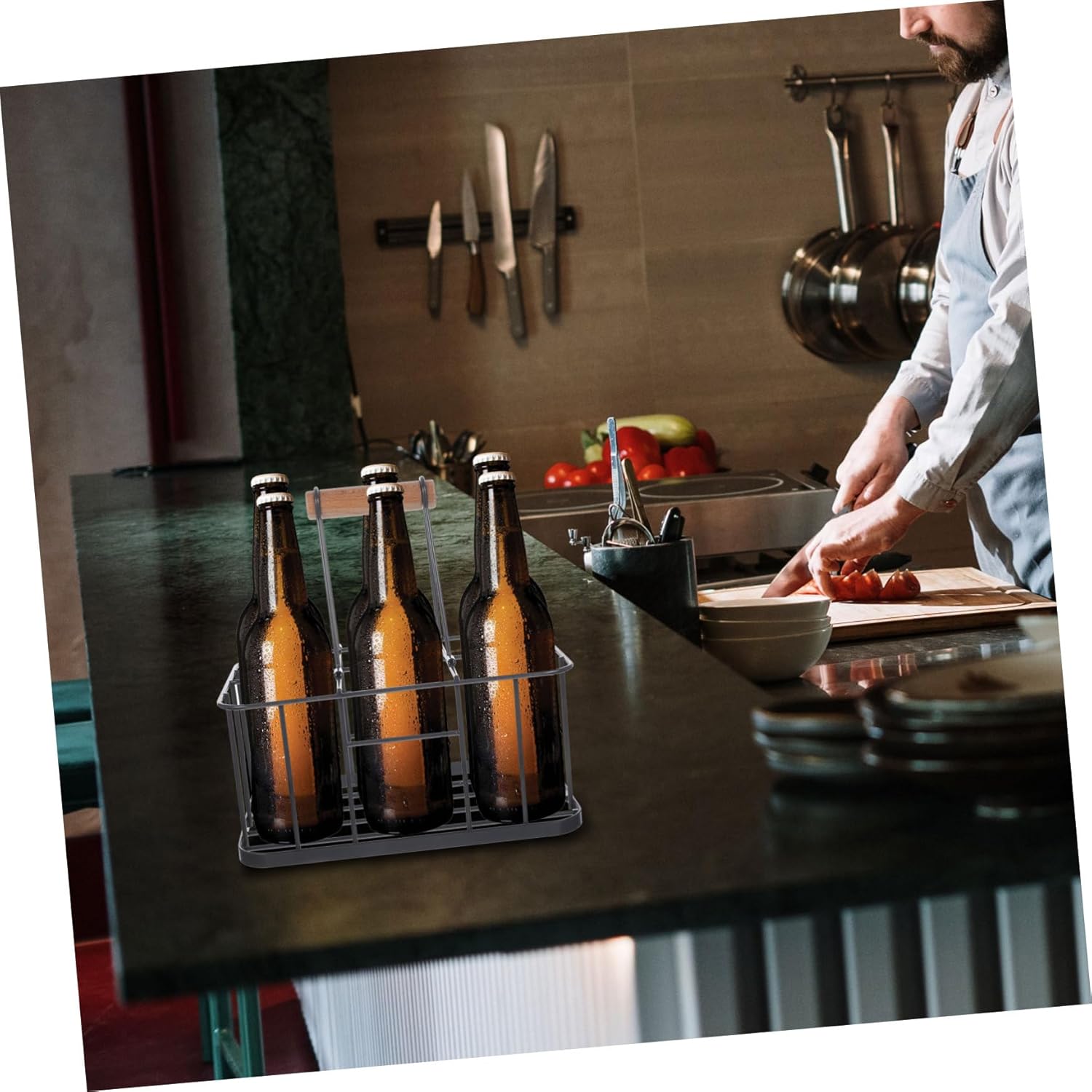 Iron Beer Rack Versatile Bottle Holder for Wine and Milk Storage Organizer for Home Bars and Restaurants Gray Finish and Elegant Design