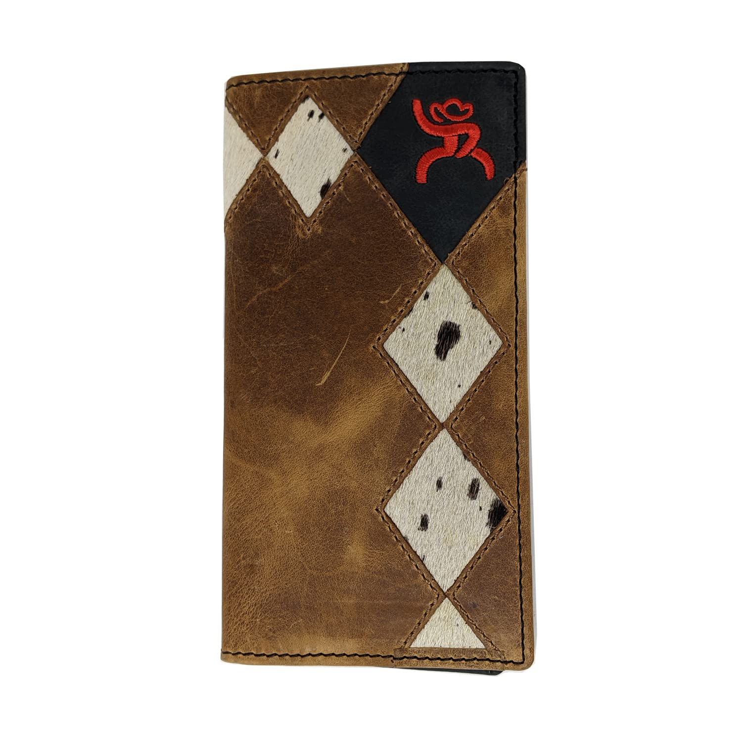 HOOEY Leather Men’s Western Rodeo Wallet (Diamond Patchwork - Salt N Pepper Hair)