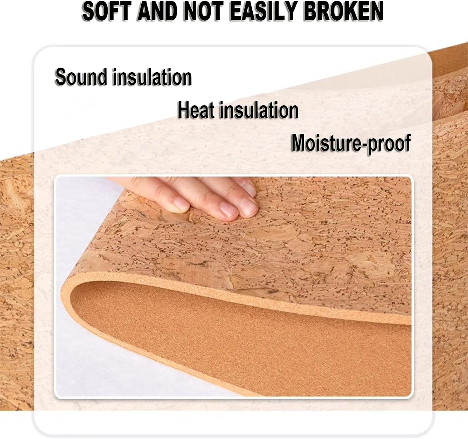 Cork Roll Naturally Cork Roll 8mm Thick, Durable Cork Underlayment Not Easy to Fall Off, for Drawer Linings Home Classroom (Color : 8mm, Size : 1.22x5.74m/4x18.83ft)