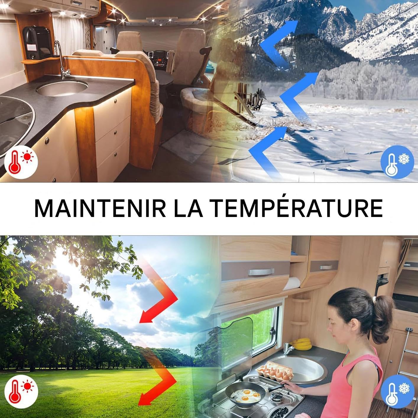 Rideaux Isolants pour Porte De Camping-Car Protection Anti Vent et Anti