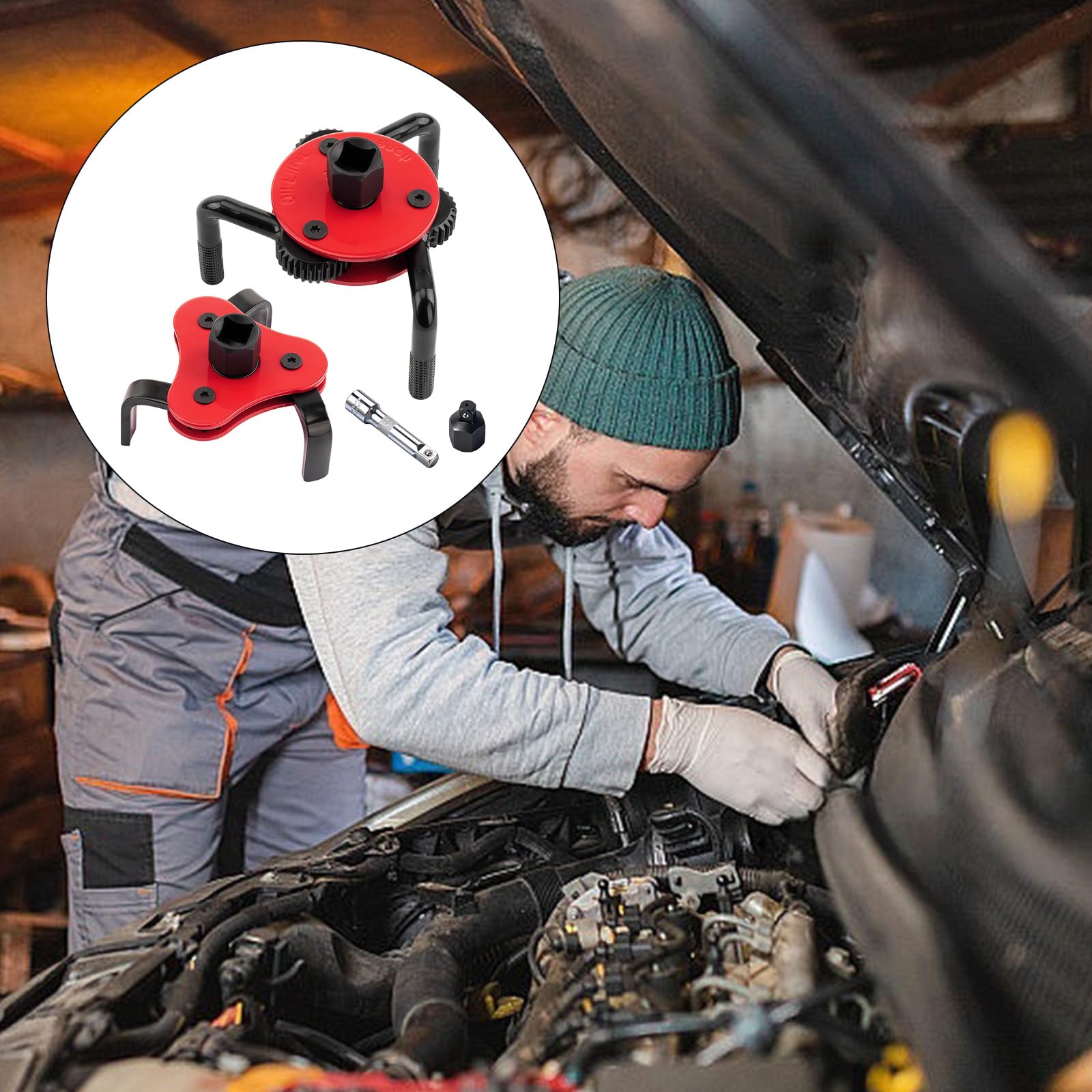 Generisch Universeller Dreibacken Ölfilterschlüssel bis 120 mm, geeignet für PKW, LKW, Motorräder, verstellbar, ergonomisches Design, LKW Entferner