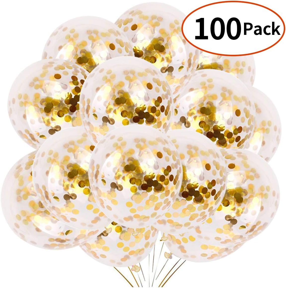 Gold Confetti Party Balloons 100 Pack 12 With Golden Paper Confetti Dots for Party Supplies Wedding Graduation Birthdays Bridal Shower â€¦