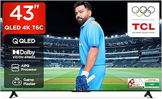 TCL 108 cm (43 inches) 4K UHD Smart QLED Google TV 43T6C