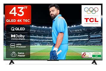 TCL 108 cm (43 inches) 4K UHD Smart QLED Google TV 43T6C