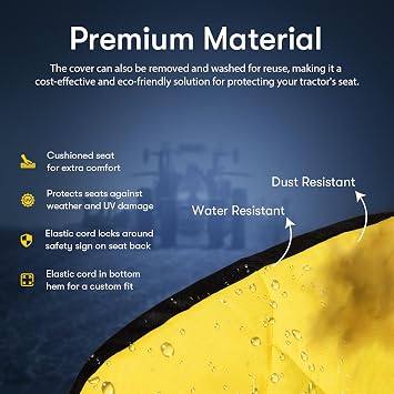 LP95233 Waterproof Seat Cover Cushioned with Oxford 300D Fabric for John Deere Compact Utility Tractor Seat Cover Back Up to 18 High Compatible with 3E/3RSeries, 4M Series,1023E Tractor