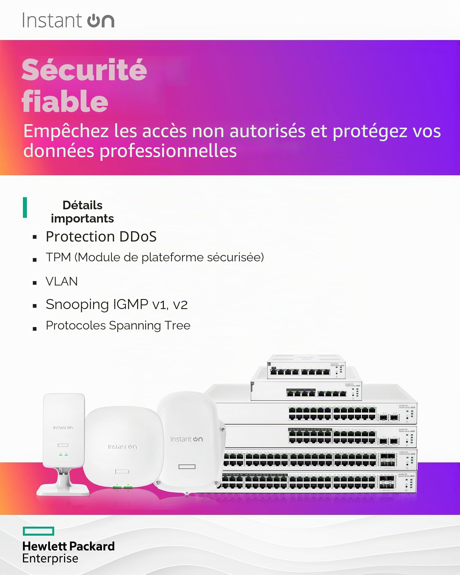 Aruba Instant on 1830 Commutateur Ethernet 24 Ports GB Smart Managed Couche 2 | 24 x 1G | 2 x SFP | sans Ventilateur | Câble UE (JL812A#ABB)