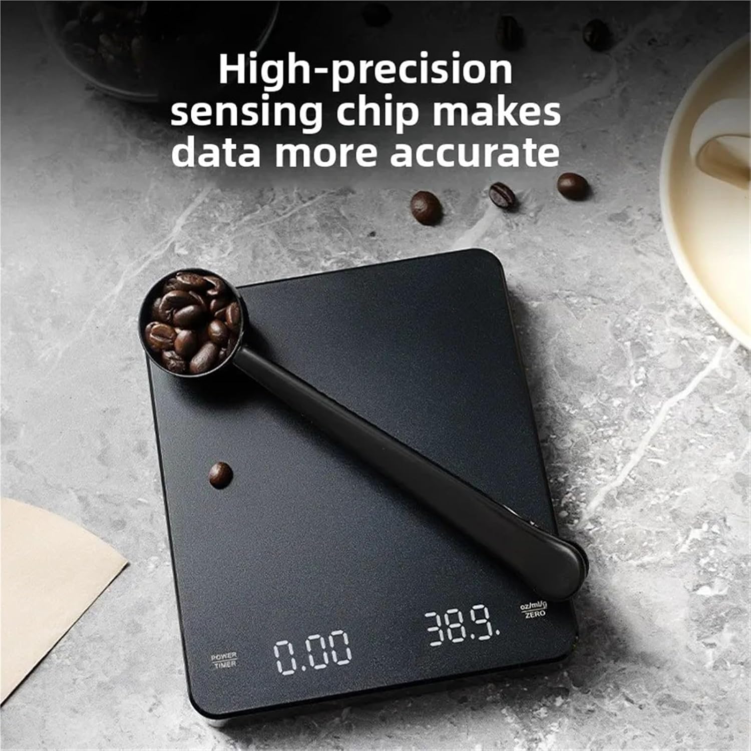 Digital Rechargable Coffee Scale with Timer LED Screen USB 3kg Max.Weighing 0.1g High Precision Measures Kitchen