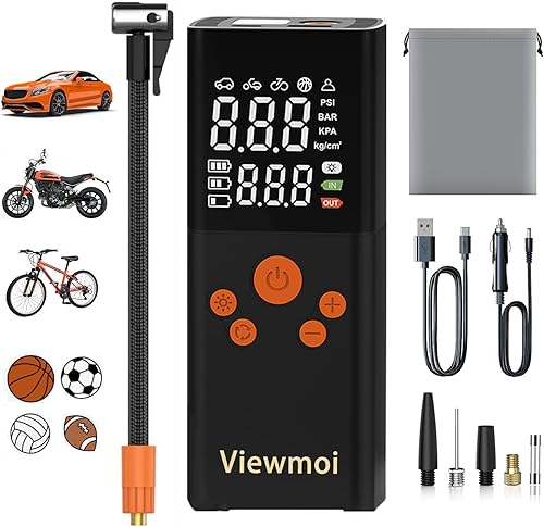 Inflador de neumáticos, compresor de aire portátil, inflado 2 veces más rápido e inflador de aire inteligente inalámbrico de 150 PSI, bomba de