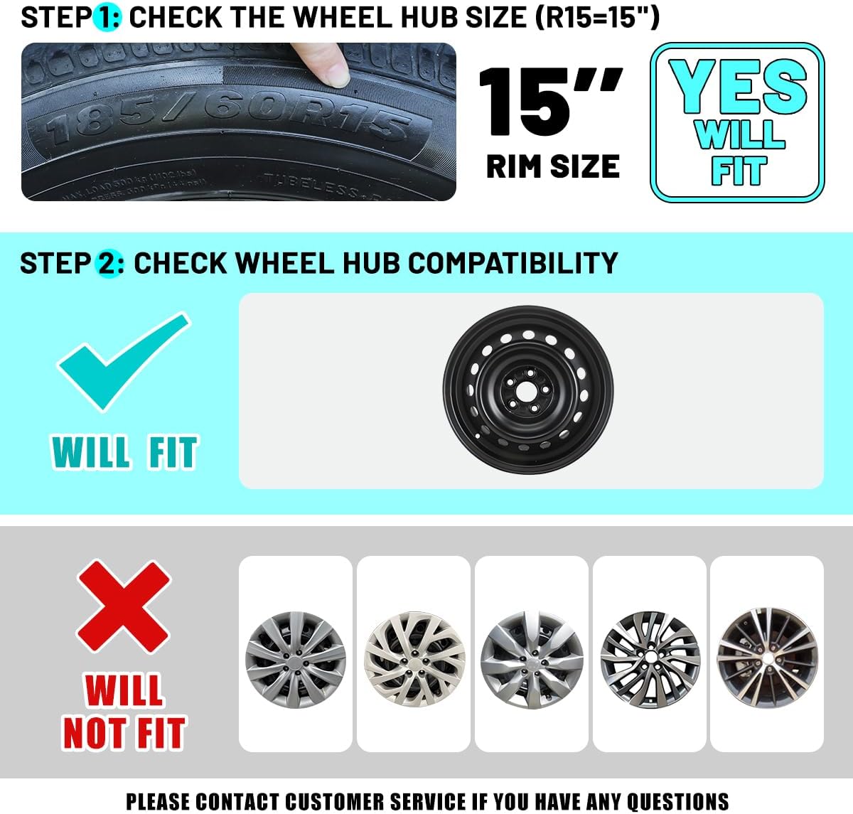 15" Hubcaps Wheel Covers Fit for 2009-2019 Toyota Corolla, R15 Wheel Rim Cover Replacement Exterior Accessories Snap On Steel Wheels, 15-Inch Hub Caps Set of 4, PP Material, Silver Lacquer