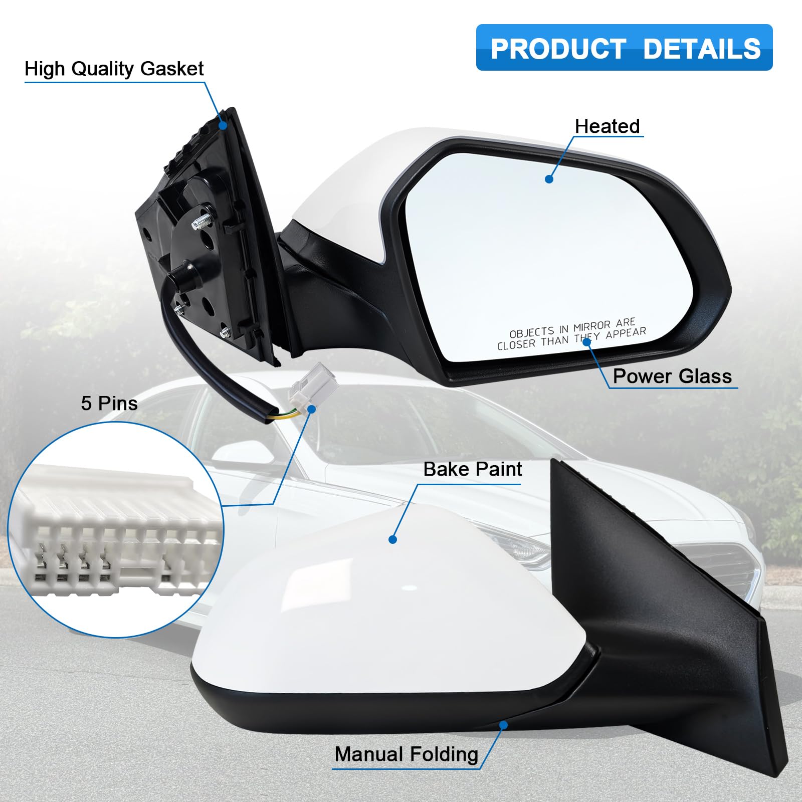 Mirror Power Pair For 2009-2013 Lexus IS250 Heated With Puddle Light Paintable E