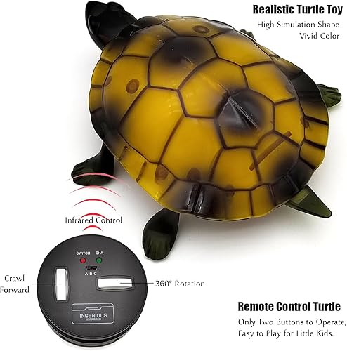Miniatura 2 de Tipmant Tortuga RC IR Control remoto Tortuga Crawl Vehcile Electric Animal Toy realista para niños pequeños regalos de cumpleaños (marrón)